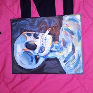 My daughter take on a smoking skeleton painting she saw